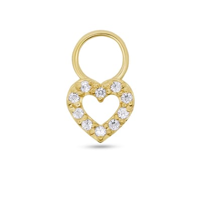New Bling - 9NBG-O119 - 14K geelgoud – Oorbelhanger - per stuk – Open Hart – Zirkonia