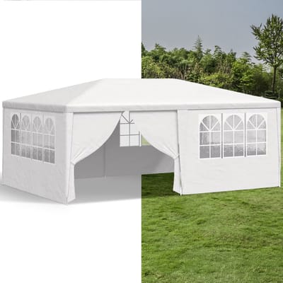 Partytent opvouwbaar - Paviljoen - 4x6 - Easy up - Waterdicht - met Zijwanden - Weerbestendig - Wit