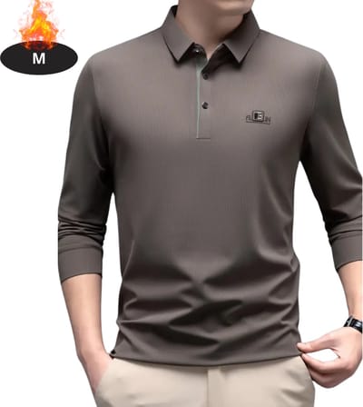 Livano Poloshirt Heren - T-Shirt Heren - Shirt - Overhemd - Polo Shirt Lange Mouwen - Khaki - M