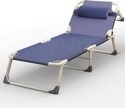 Opvouwbaar Bed - Kampeerbed Draagbaar - Ontspanning Binnen Buiten - 4-Niveau Verstelbaar - 190x68x30cm - Blauw
