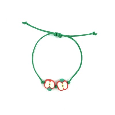 Luna-Leena duurzame kinderarmband appel - groen - L15cm - handgemaakt in Nepal - apple beads- kids bracelet - accessoires - feest - cadeau - kinderfeestje - verjaardag - sieraad