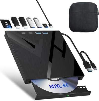 Externe Blu Ray Drive - Optische Brander - PC Data Opslag - 7-in-1 Functionaliteit - USB 3.0 Type-C