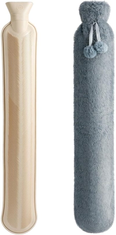 GELLDG Warmtekruik - Lange Wärmflasche - 73 x 13 cm 2500 ml - Met afneembare zachte hoes en lekvrije dop - Geschikt voor rug nek schouders en buik - Rubber en fluweel