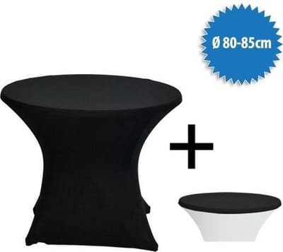 Cover Up Terrastafelrok Stretch - Ø80-85cm - Incl. Topcover - Zwart