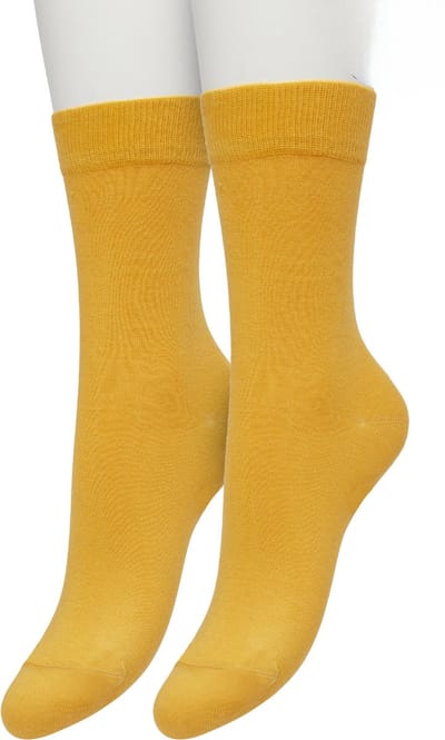 Bonnie Doon Basic Sokken Dames Geel/Oranje maat 36/42 - 2 paar - Basis Katoenen Sok - Gladde Naden - Brede Boord - Uitstekend Draagcomfort - Perfecte Pasvorm - 2-pack - Multipack - Effen - Sunflower - OL834222.371