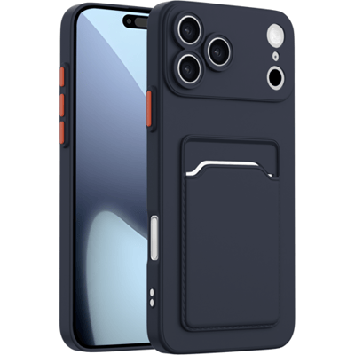 ShieldCase back cover hoesje met pasjeshouder & camerabescherming geschikt voor iPhone 17 Pro (donkerblauw) – sterke case met kaarthouder, premium bescherming en slank design