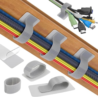 Kabelbeheer Kit voor Onder het Bureau, Zelfklevende Kabelhouders, Verstelbare en Herbruikbare Kabelclips, Efficiënte Kabelorganizer voor een Opgeruimde Werkplek