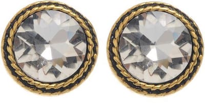 Behave - Oorbellen met ronde steen en goudkleur rand - vintage stijl