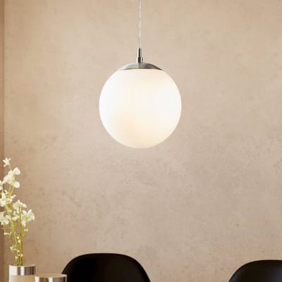 EGLO Rondo - Hanglamp - 1 Lichts - Ø200mm. -Nikkel-Mat - Wit