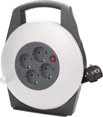 Mini Kabelhaspel 10m met 4 Stopcontacten - Kindveiligheid - 230V - Ideaal voor Thuis en Tuin