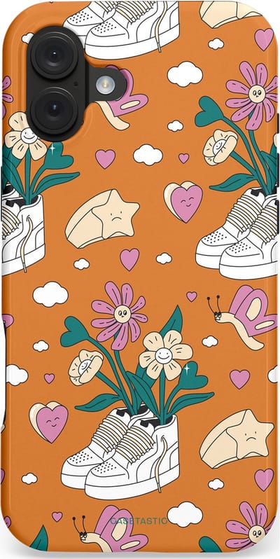 Casetastic hoesje geschikt voor Apple iPhone 16 Plus - MagSafe - Dubbellaagse bescherming - Hartentuin - Fashion Case - Terracotta Zand Lichtgrijs