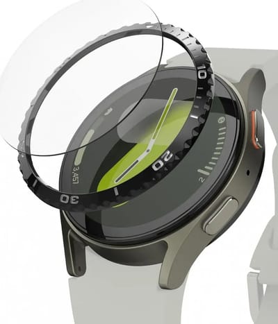 Ringke Bezel Styling + Tempered Glass Geschikt voor Samsung Galaxy Watch 7 40MM - RVS Watch Cover + Screen Protector - Zwart