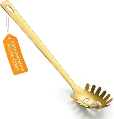 Pasta Serveertang van RVS met Tanden, Gouden Keukenaccessoires, Ideaal voor Spaghetti en Pastagerechten, Warmtebestendig en Duurzaam