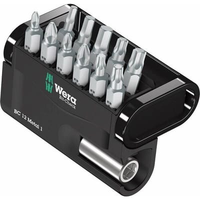 Wera Bit-Check 12 Metal 1 05057424001 Bitset 12-delig Kruiskop Pozidriv, Kruiskop Phillips, Inbus, Binnen-T-profiel