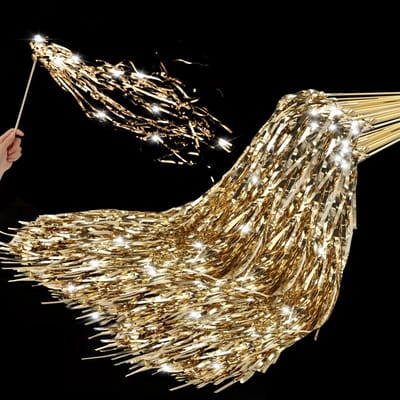 Dailygoody - Bruiloft Afzenden Hand Streamers - Glanzende Folie Klatergoud - 36 Stuks - Feestdecoratie - Verjaardagsfeestje - Geschikt voor Bruid