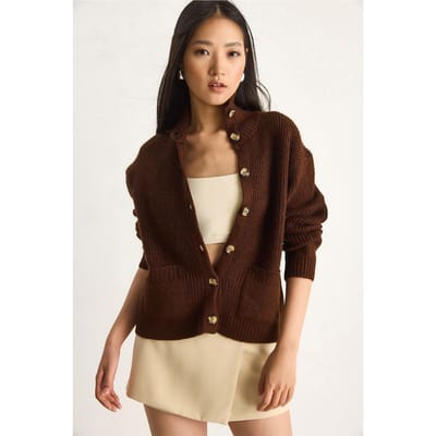 Gestructureerde Breikleding Lange Mouwen Cardigan