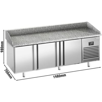 GGM Gastro Pizzakühltisch Premium PLUS - 1980x700mm - mit 3 Türen Zilver