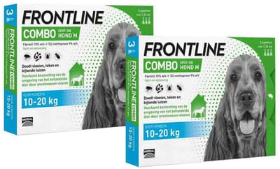 Frontline Combo Spot On Anti Vlooien en Teken Druppels Hond M - 2 x 3 pipetten - Voordeelverpakking