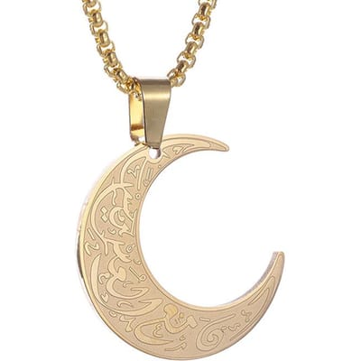 Nouveau Pendentif Lune en Acier Inoxydable Personnalisé avec Texte en Vente Chaude en Stock beige