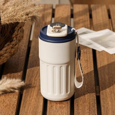 Slimme Thermosfles Water Digitaal LED Temperatuur Koffiekop 316 Roestvrij Staal Vacuüm Beker Kantoorbeker Zakelijke Draagbare Mok 450ML blauw