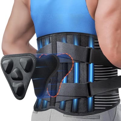 Gloovon® Rugbrace - Lendenbrace met 3D Pad - 6x Sterkere Steun - 4 Aluminium Baleinen - Verstelbaar - Zwart - Maat M (Geschikt voor Taille 75-93cm) - Inclusief 4 Reserve Strips
