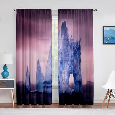 Sneeuwberg IJsberg Noordelijk Antarctisch Meer Chiffon Transparante Gordijnen voor Woonkamer Slaapkamer Decoratie Raam Voiles Tule Gordijn 1 PCS W100XH250cm&Grommet Top