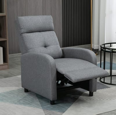 OKWISH Relaxfauteuil 67 X 87 X 98 Cm - Handmatig Verstelbaar Met Voetensteun Tot 155 Graden - Voor Woonkamer En Tv-Hoek - Polyester - Grijs