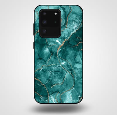 Smartphonica Telefoonhoesje voor Samsung Galaxy S20 Ultra met marmer opdruk - TPU backcover case marble design - Goud Groen geschikt voor Samsung Galaxy S20 Ultra