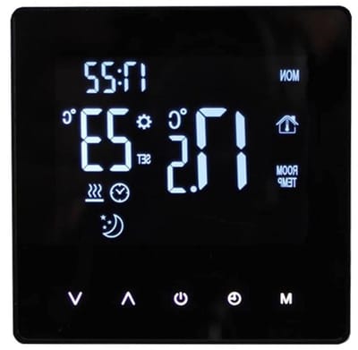 Slimme Thermostaat - Temperatuurregelaar - Verwarming Bediening - App Bediening - 86x86x10 mm - Zwart