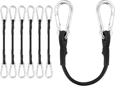 Verstelbare Elastische Straps met Haken, Set van 6, 8 mm x 45 cm, Ideaal voor Fietsen, Motoren en Bagagebevestiging