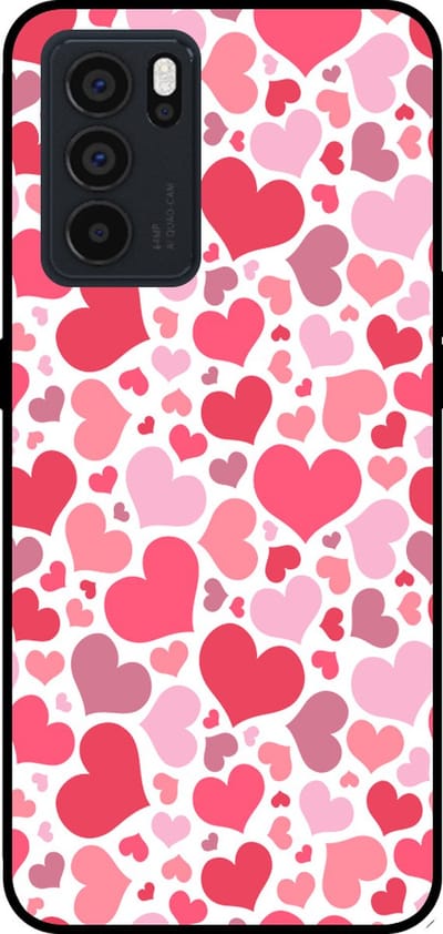 Smartphonica Telefoonhoesje Geschikt voor Oppo Reno 6 Pro met Hartjes Print - Hearts Design TPU Backcover Case - Kinder Hoesje met Hartjes Design geschikt voor Oppo Reno6 Pro