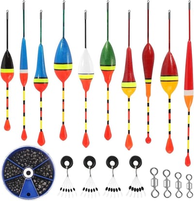 Dobbers voor Vissen Set inclusief Rubber Stoppers, Draai en Loodgewichten - Voor Verschillende Groottes - 18-delig