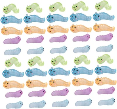 Worm Figuren - Miniatuur Beeldjes - Mini Tuin Decoratie - Verschillende Kleuren - 50 Stuks - Diverse Kleuren