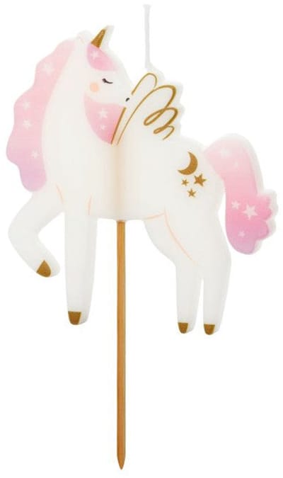 Roze Eenhoorn Kaars 9cm - Feestelijke Taartdecoratie