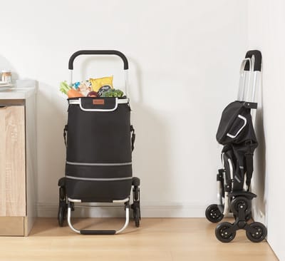 Boodschappentrolley Neef 100x45x36 cm zwart [en.casa]