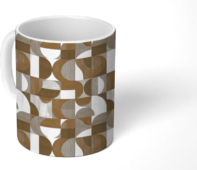 Mok - Koffiemok - Abstract - Retro - Bruin - Mokken - 350 ML - Beker - Koffiemokken - Theemok