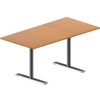 Schäfer Shop  Genius Vergadertafel MODENA FLEX, in hoogte verstelbaar, rechthoekige vorm, T-poot ronde buis, B 1600 x D 800 mm, beukenpatroon