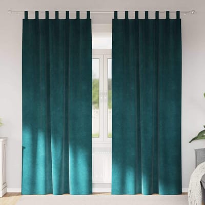 vidaXL - Blackout - Gordijnen - met - Hanglussen - 2 - stuks - Donkergroen - Velvet