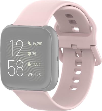 By Qubix - Compatible Fitbit bandje - geschikt voor Fitbit Versa 1 / 2 & Lite siliconen sportbandje met gespsluiting - Roze - Maat: Small Smartwatchbandje bandje Armband Polsband Strap Band Watchband