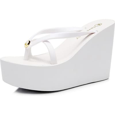 Slippers Dames Zomer 11cm Dikke zool Antislip Slippers Wedgesandalen 42 white
