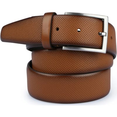 Suitable Riem Structuur Leer Bruin - Maat 105 - Heren leren broekriem / broeksriem - Ceintuur - Riem formeel