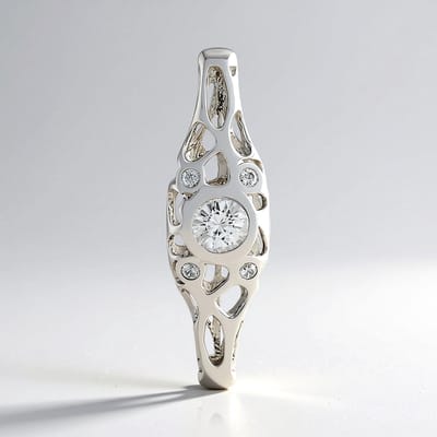 Cavill - Zilveren Hanger - 925 Sterling Zilver Geplatineerd - Cambodjaanse Zirkoon 1,318 ct - Elegant Filigraan Design Dames
