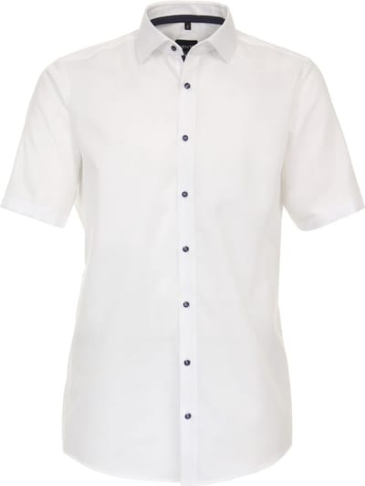 Wit Strijkvrij Overhemd Korte Mouw Venti Modern Fit - M