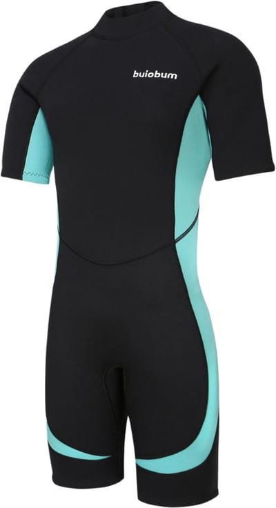 Livano Wetsuit Dames - Swimsuit - Shorty - Surfpak - Duikpak - Lange Mouw - Zwemsuit - Zwart/Blauw - XS