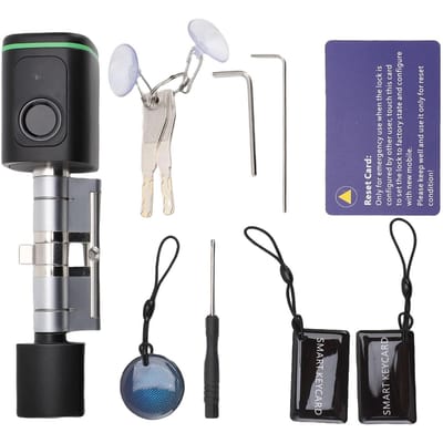 Slimme Elektrische Keyless Entry Slot met 2 Sleutels Vingerafdruk Bluetooth Slotcilinder voor Tuya Smart gray
