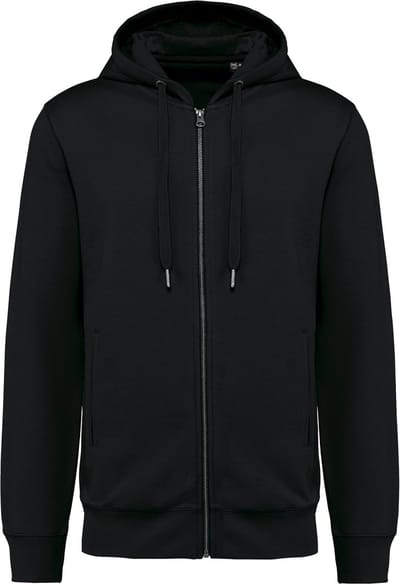 Ecologische unisex sweater met capuchon en rits Zwart - L
