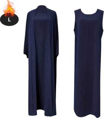 Bovista Islamitische Kleding - Djellaba Dames - Moslim Kleding - Arabisch Dames Kaftan - Alhamdulillah - Marineblauw L