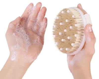 ( 1 Stuks) Dry Brush , Exfoliating Brush with Soft Massage Nodules, Dry Brushing - Droog Borstel - Anti Cellulitis Brush - Lichaamsborstel - Extra Massage Accessoire - Stimuleert Bloedsomloop