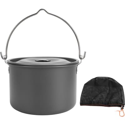 Camping Hangende Pot Grote Capaciteit Aluminiumlegering Anti-aanbaklaag Multifunctioneel Draagbaar Hitte L(for 6.5-9kg) gray