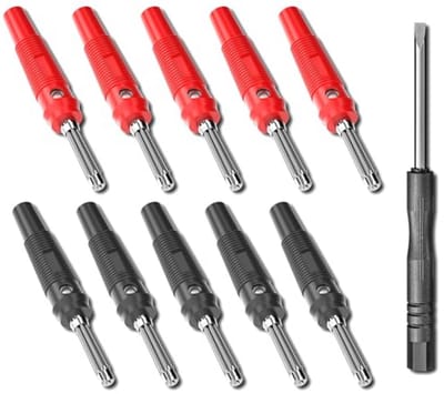 Stapelbare 4 mm hoge stroom audio banaanstekkers - 32A schroeftype luidspreker connectoren (verpakking van 10)